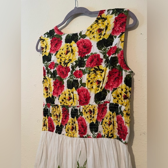 J Peterman White Floral Midi Dress Spring Garden Party Modest Elegant Feminine - Picture 7 of 8